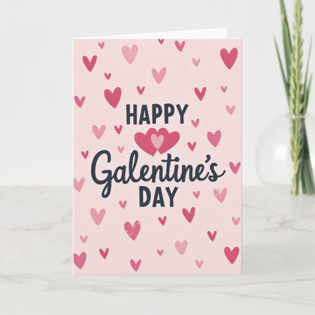 Happy Galentines Day Textured Heart Card (Front)