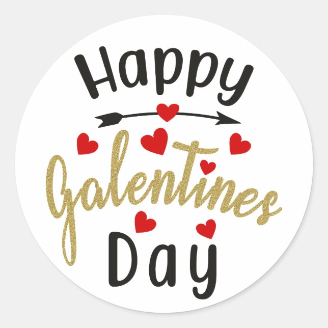 Happy Galentines Day Valentines Love Friendships Classic Round Sticker (Front)