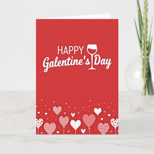 Happy Galentines Day Wine Card (Front)