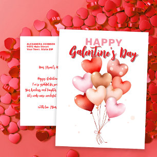 Happy Galentine's Day with Heart-Shaped Balloons Postcard