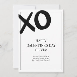 Happy Galentine's Day XOXO Black and White Modern Holiday Card