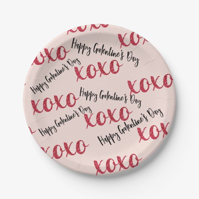 Happy Galentine's Day XOXO Paper Plates (Front)