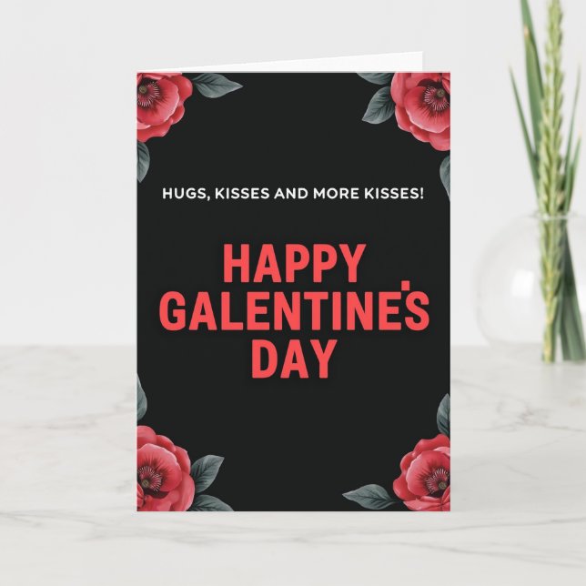 Happy Galentines Hugs And Kisses Card (Front)