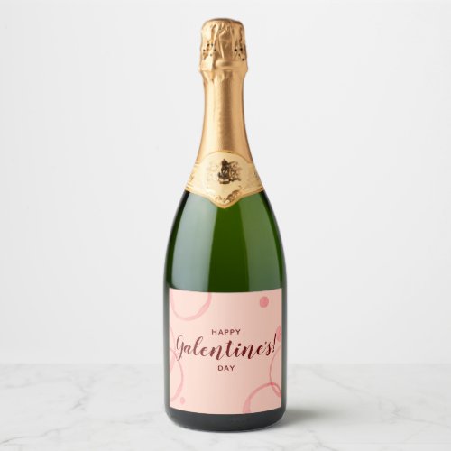 Happy Galentines Pink Sparkling Champagne Label