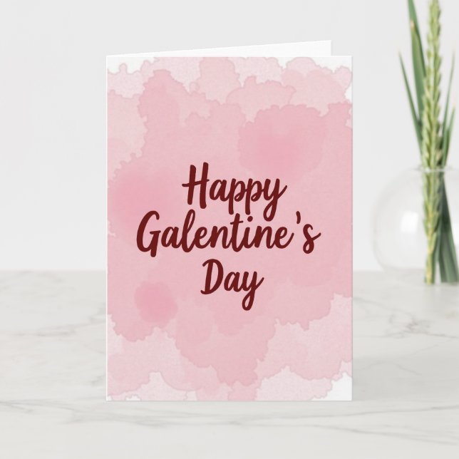 Happy Galentines Pink Watercolor Card (Front)
