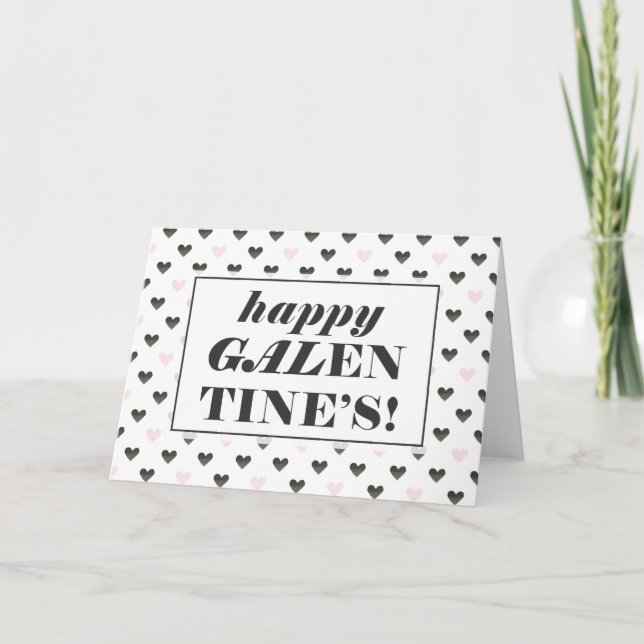 Happy Galentine's | Watercolor Hearts Holiday Card (Front)