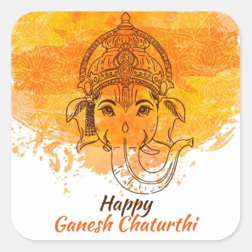Happy Ganesh Chaturthi Square Sticker