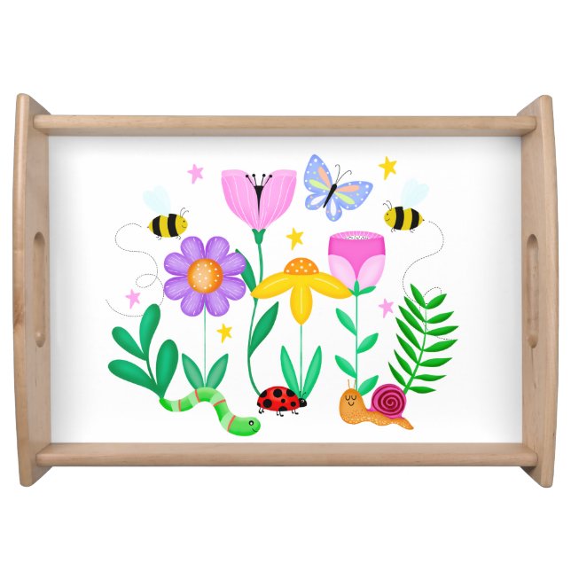 Happy Garden Creatures Serving Tray (Front)