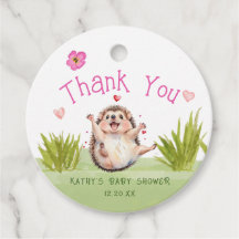 Happy Garden Party Hedgehog Baby Shower Thank You