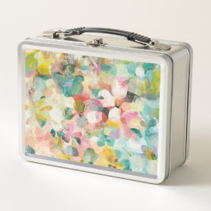 Happy Garden Soft Pastel Petals Metal Lunch Box