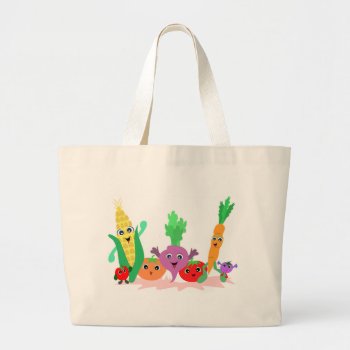 Happy Garden Vegetables Large Tote Bag by TheFruityBasket at Zazzle