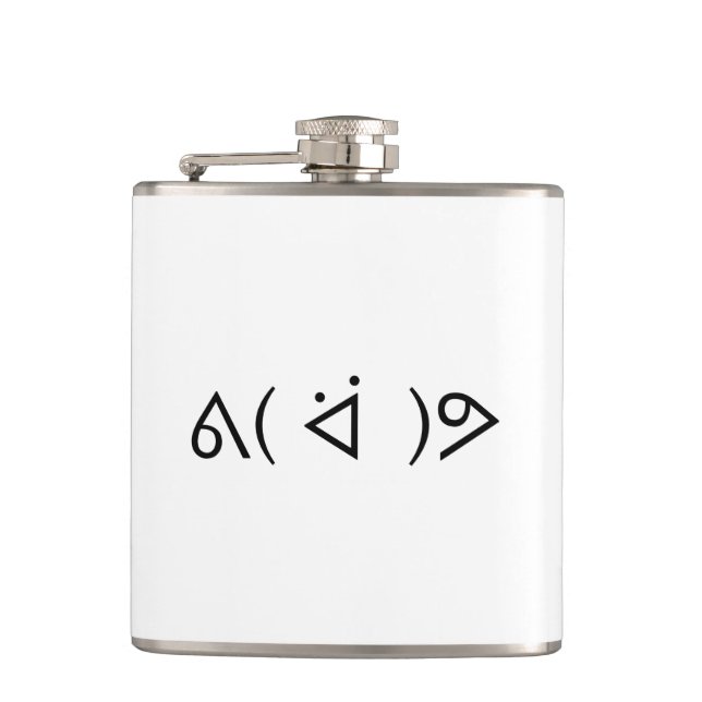 Happy Gary ᕕ( ᐛ )ᕗ Meme Emoticon Emoji Text Art Flask (Front)