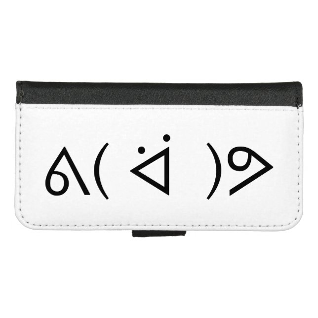 Happy Gary ᕕ( ᐛ )ᕗ Meme Emoticon Emoji Text Art iPhone Wallet Case (Front (Horizontal))