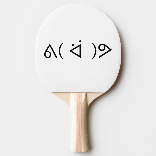 Happy Gary ᕕ( ᐛ )ᕗ Meme Emoticon Emoji Text Art Ping-Pong Paddle (Front)
