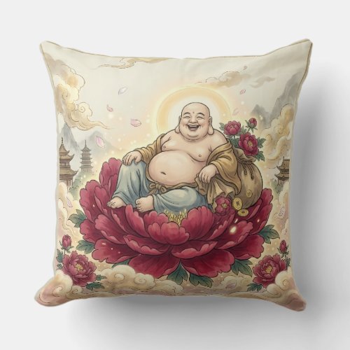 Happy Gautam Buddh Meditation Art Pillow - Joyful