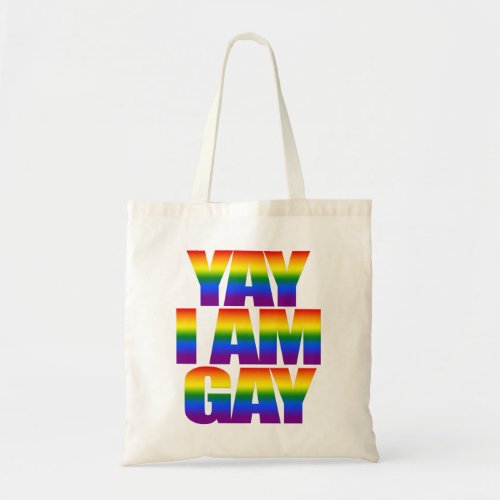 Happy Gay Love Rainbow Flag Colors Text LGBT Pride Tote Bag