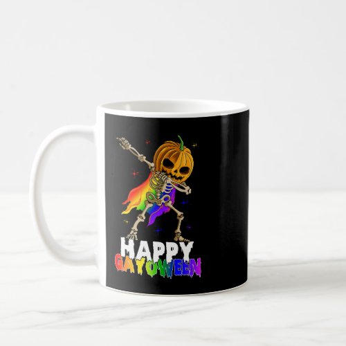 Happy Gayoween Halloween Dabbing Skeleton Pumpkin  Coffee Mug