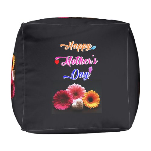 Happy Gerbera Flower Love Best Gift On Mothers Day Pouf