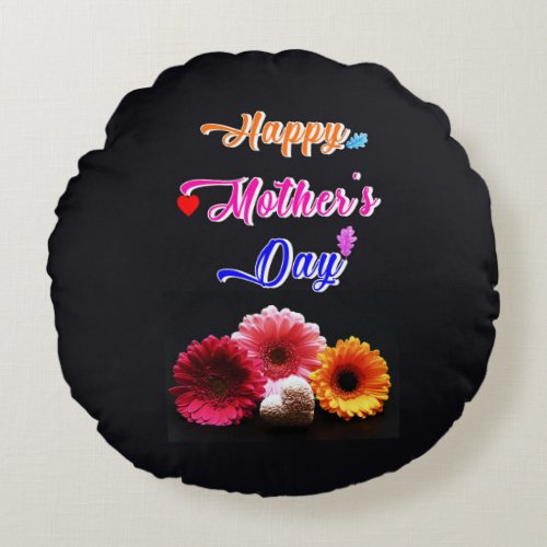 Happy Gerbera Flower Love Best Gift On Mothers Day Round Pillow