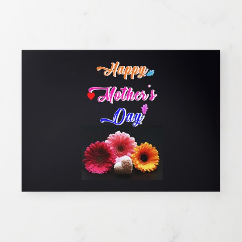Happy Gerbera Flower Love Best Gift On Mothers Day Tri_Fold Card