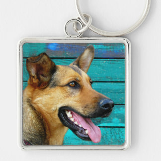 Happy German Shepherd Dog Keychain