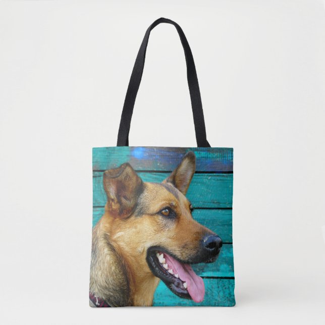 Happy German Shepherd dog Tote Bag (Front)