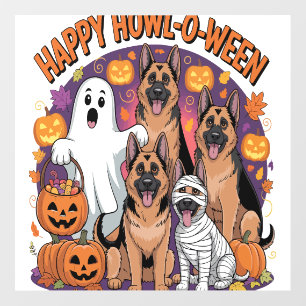 Happy German Shepherd Halloween Wall Decal