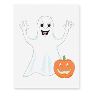 Happy Ghost and Pumpkin Temporary Tattoos