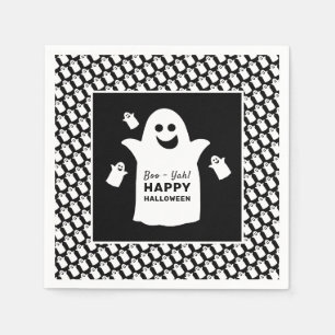 Happy Ghost, Black Halloween Party Napkins