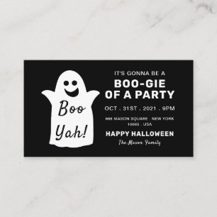 Happy Ghost, Black Halloween Party Ticket Invite