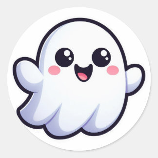 Happy Ghost Classic Round Sticker