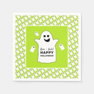 Happy Ghost, Green Halloween Party Napkins
