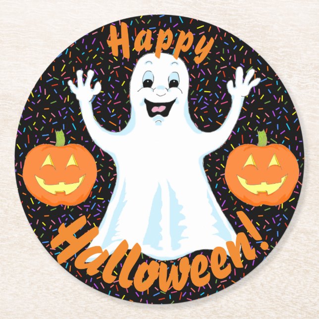 Happy Ghost Halloween Coasters (Front)