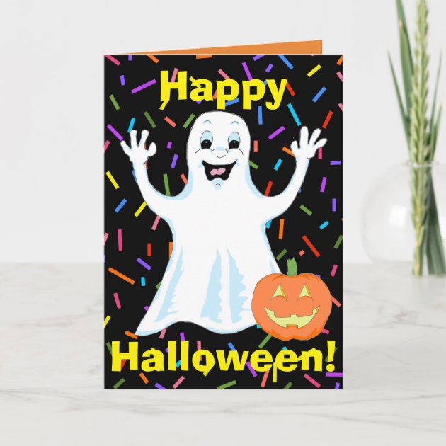 Happy Ghost Halloween Greeting Card