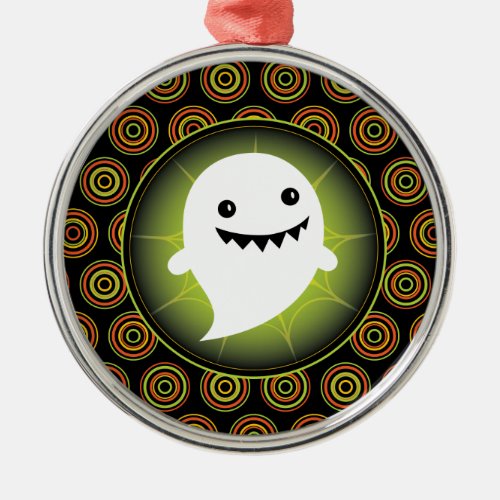 Happy Ghost Halloween Metal Ornament