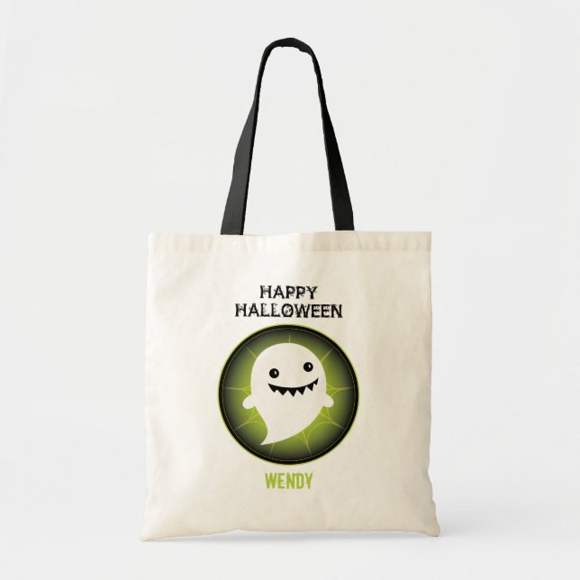 Happy Ghost Halloween Tote Bag (Front)