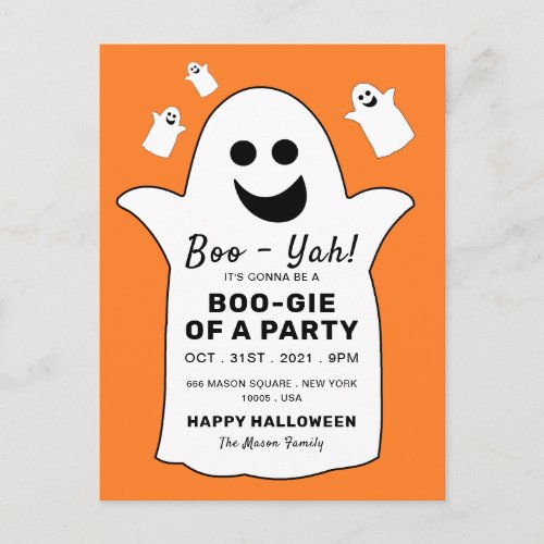Happy Ghost Orange Halloween Party Invitation