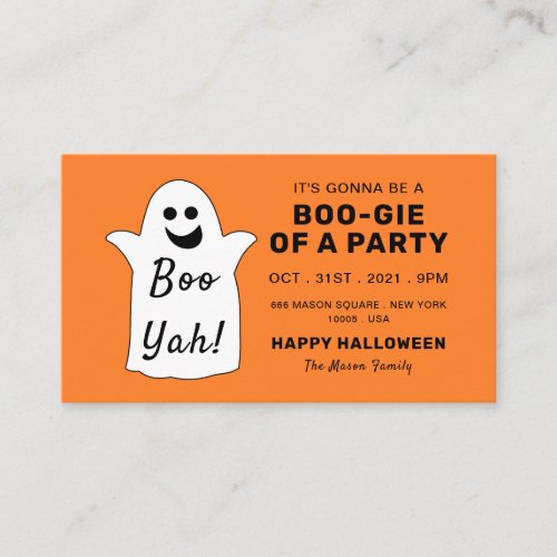 Happy Ghost Orange Halloween Party Ticket Invite