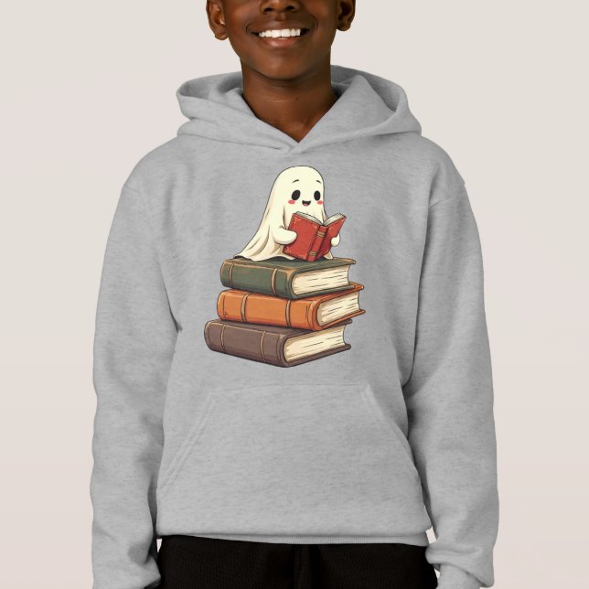 Happy Ghost Reader - Funny Bookworm Hoodie (Front)