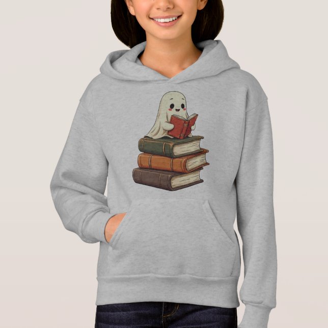 Happy Ghost Reader - Funny Bookworm Hoodie (Front)
