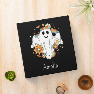 Happy Ghost Retro Hippie Vibe 3 Ring Binder