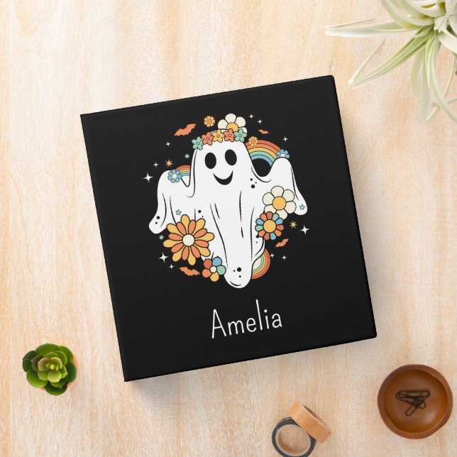 Happy Ghost Retro Hippie Vibe 3 Ring Binder (In Situ)