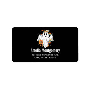 Happy Ghost Retro Hippie Vibe Address Label