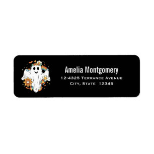 Happy Ghost Retro Hippie Vibe Address Label
