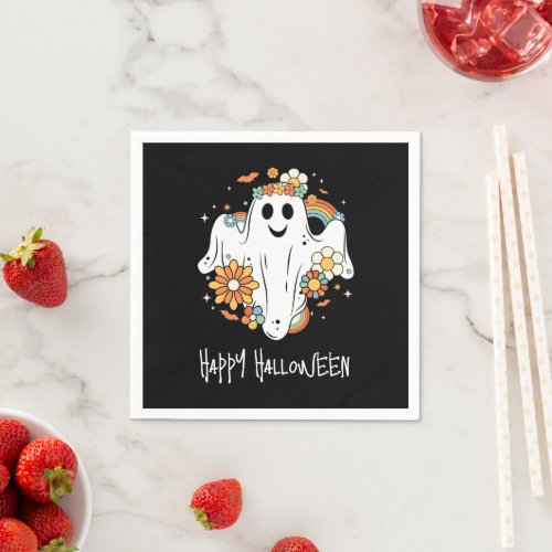 Happy Ghost Retro Hippie Vibe Halloween Napkins