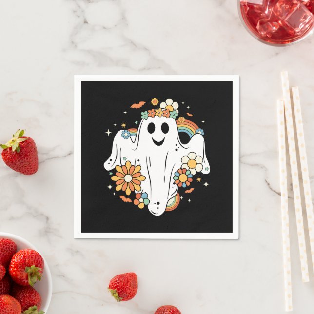 Happy Ghost Retro Hippie Vibe Napkins (Insitu)