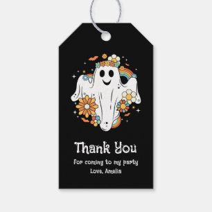 Happy Ghost Retro Hippie Vibe Party Thank You Gift Tags