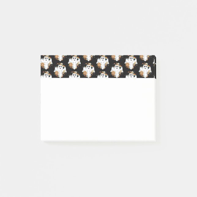 Happy Ghost Retro Hippie Vibe Pattern Post-it Notes (Front)