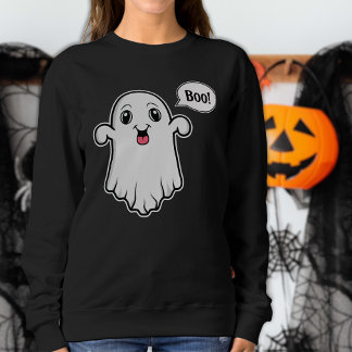 Happy Ghost Saying Boo Spooky Halloween Sweatshirt