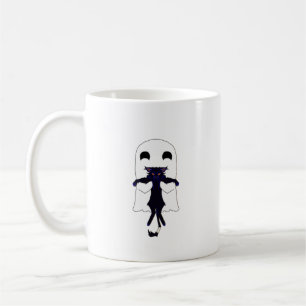 Happy Ghost & Scraggly Black Cat Mug 11 oz